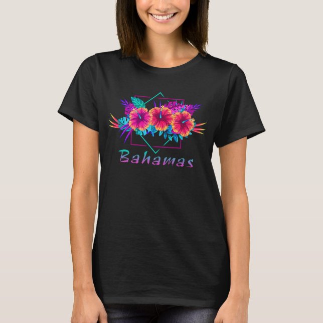 T-shirt Offres de vacances en Fleurs tropicales aux Bahama (Devant)