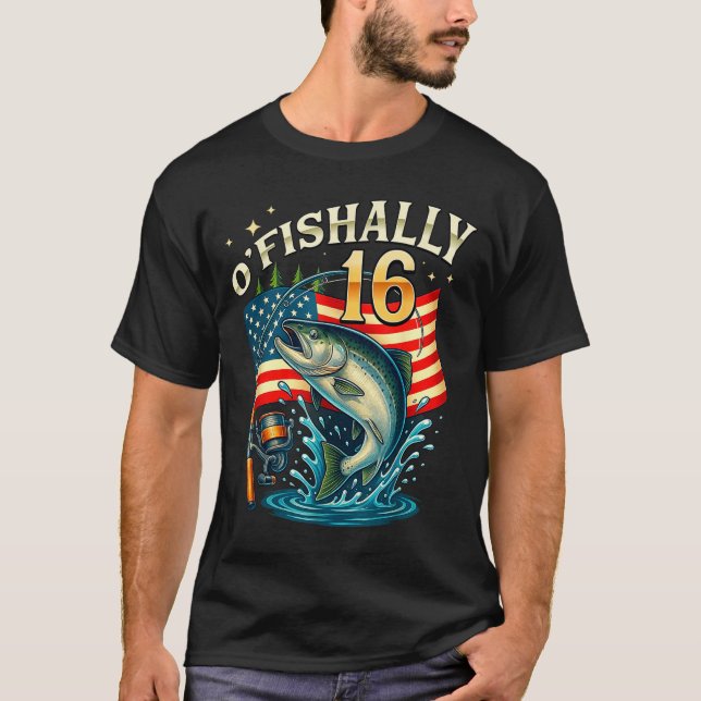 T-shirt O'fishally 16 Years Old Fishing 16th Birthday Boys (Devant)