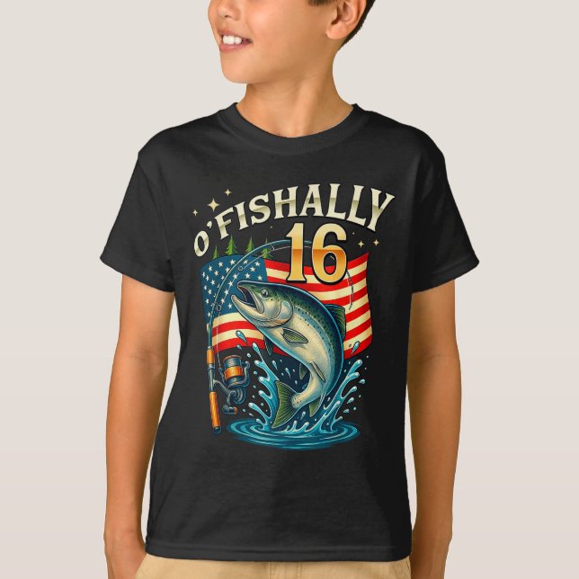 T-shirt O'fishally 16 Years Old Fishing 16th Birthday Boys (Devant)