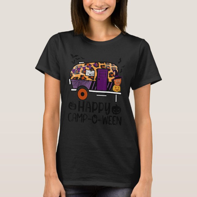 T-shirt Og6J Leopard Camping RV Happy Camp-O-Ween Hallowee (Devant)