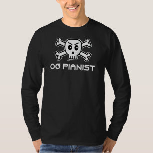T-shirt Og Pianiste Crâne Et Conception De Mot D'Os
