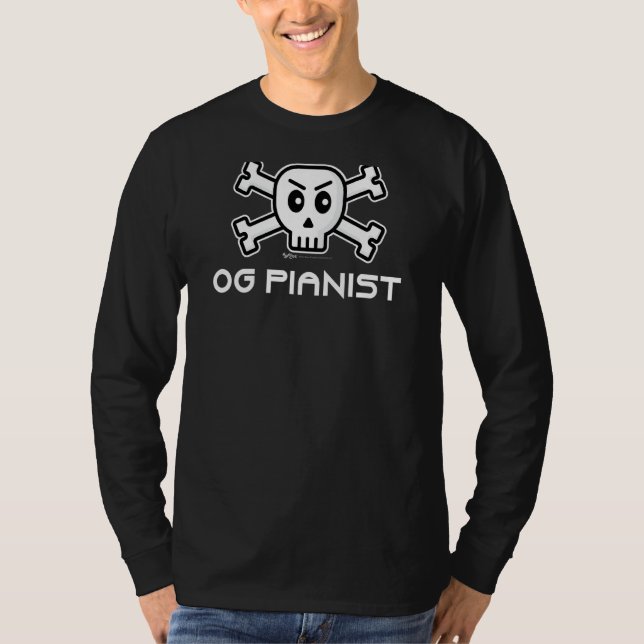 T-shirt Og Pianiste Crâne Et Conception De Mot D'Os (Devant)