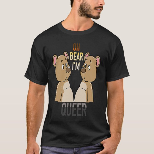 T-shirt Oh Bear Je suis gay avec le drapeau de l'ours gay (Devant)