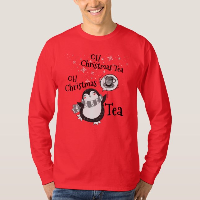 T-shirt Oh Christmas Tea Penguin Lover - Boisson de thé (Devant)