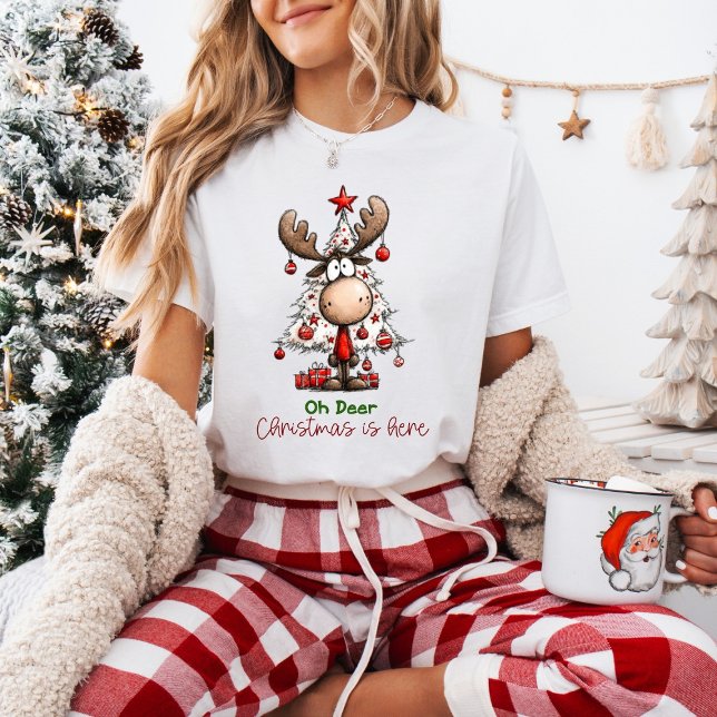 T-shirt Oh Deer Christmas Is Here Funny Reindeer Christmas (Créateur téléchargé)