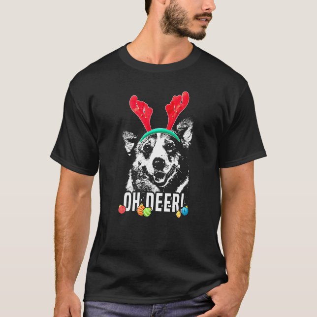 T-shirt Oh Deer Corgi Noël Premium (Devant)