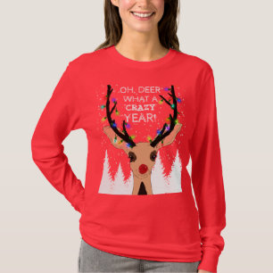 T-shirt Oh Deer Crazy Année Lumières de rennes Noël
