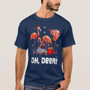T-shirt Oh Deer Flamant rose rose joyeux Noël Fairy Lights