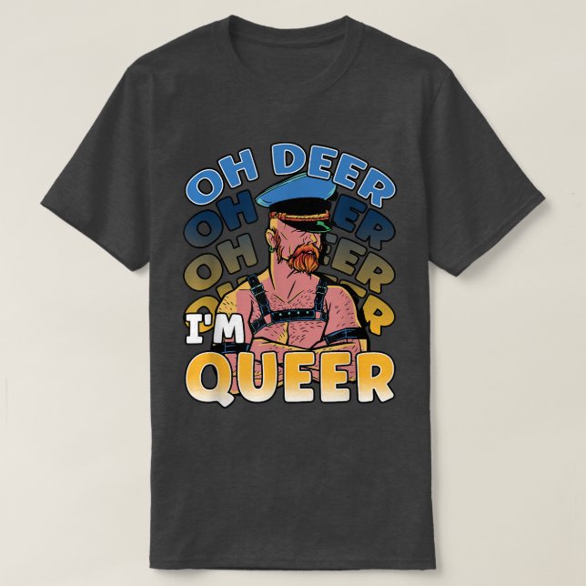 T-shirt Oh Deer Je suis Queer Rainbow LGBT Pride  (Design devant)