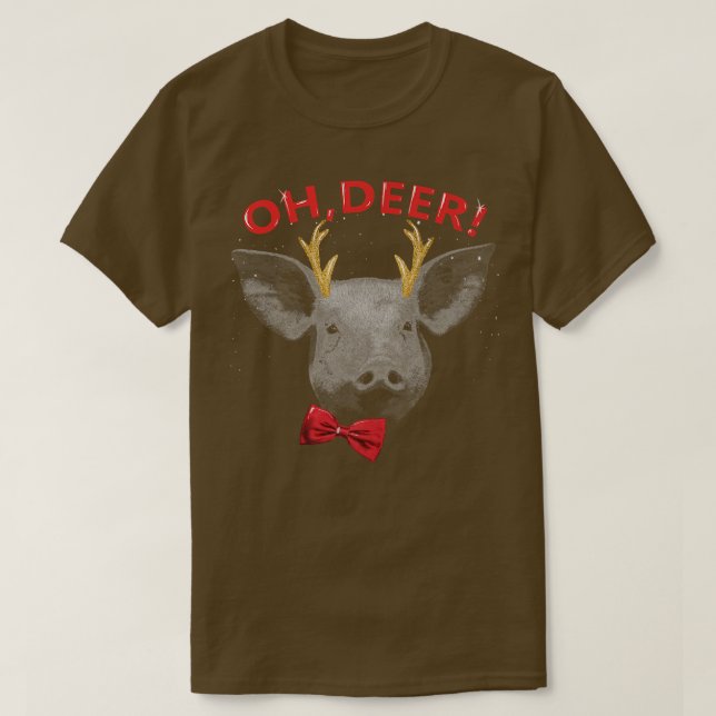 T-shirt Oh Deer Pig Xmas Red Bowtie Christimas Outfit Prem (Design devant)