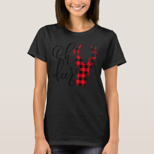 T-shirt Oh Deer Reindeer Red Plaid Buffalo Christmas Pajam