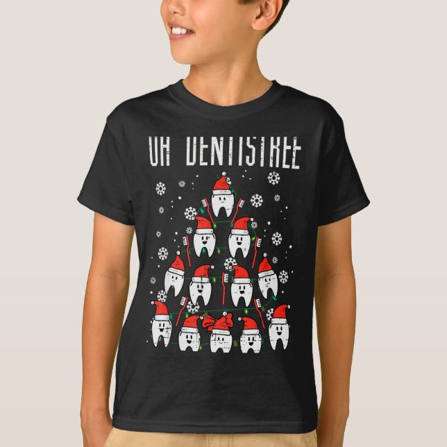 T-shirt Oh Dentistree Christmas Tree Teeth Dentistry Denta (Devant)