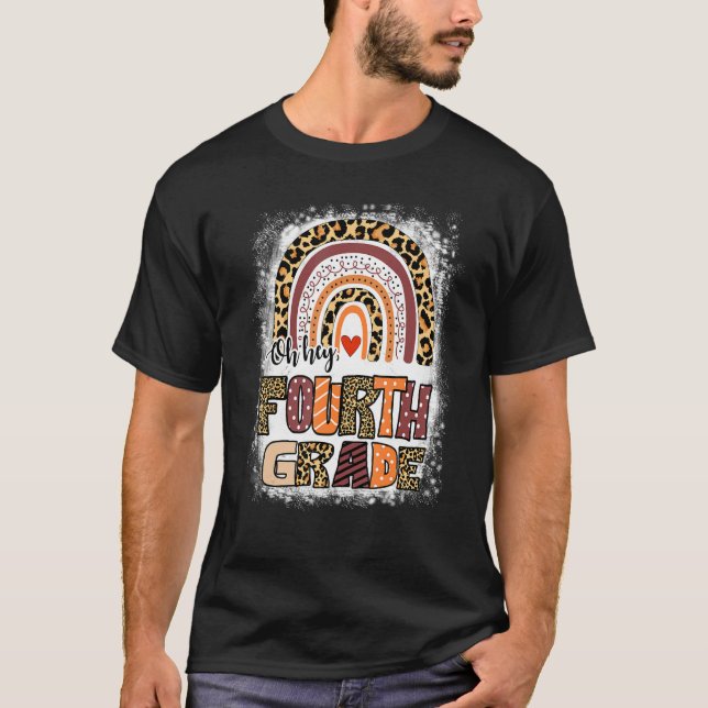 T-shirt Oh Hey Leopard de 4e année Rainbow Bleached Back (Devant)