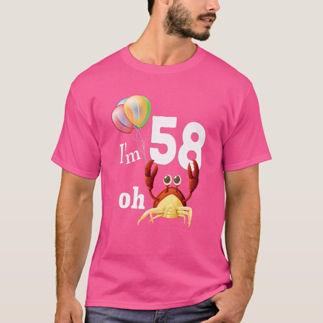T-shirt Oh merde J'ai 58 ans 58e anniversaire Humour Crabe (Devant)