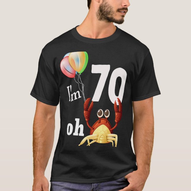 T-shirt Oh merde J'ai 70 ans 70e anniversaire Humour Crabe (Devant)