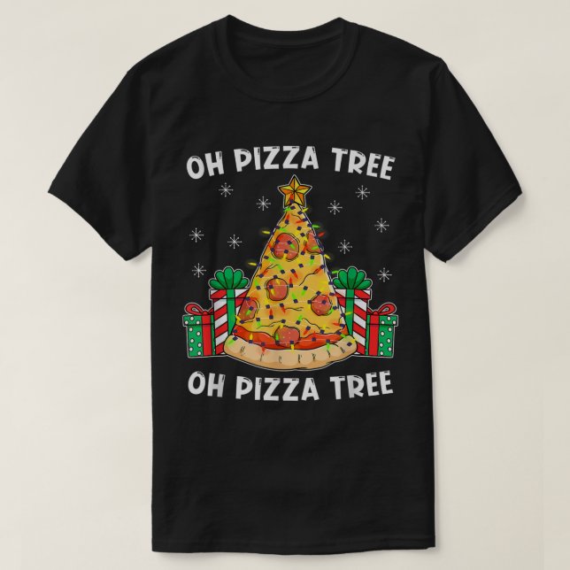 T-shirt Oh Pizza Tree Xmas Nourriture Présent Noël Pizza T (Design devant)