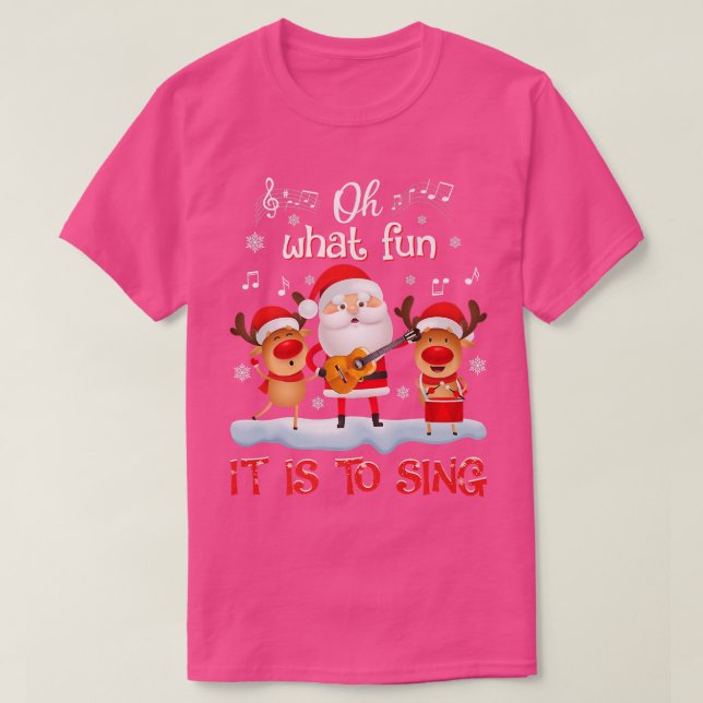 T-shirt Oh Quel Amusant C'Est De Chanter Music Reindeer Pè (Design devant)