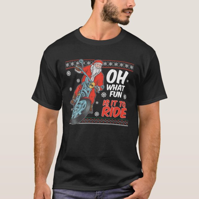 T-shirt Oh Quel Amusement il est de rouler moto Noël Gif (Devant)