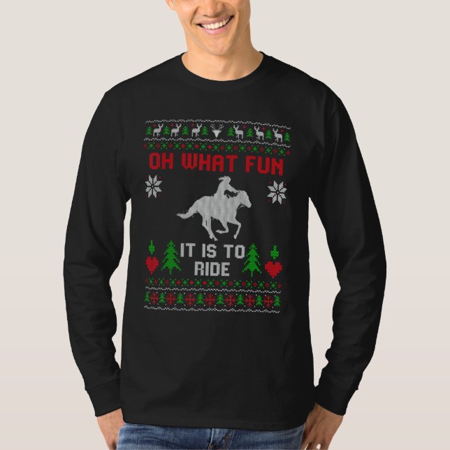 T-shirt Oh Quel Plaisir de Monter à Cheval Ridicule Noël (Devant)