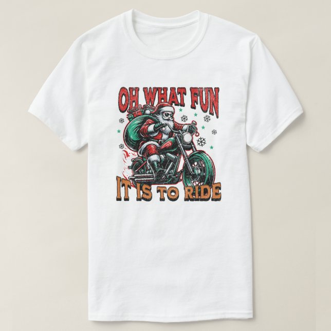 T-shirt Oh Quelle Joie De Rouler - Père Noël Motard (Design devant)