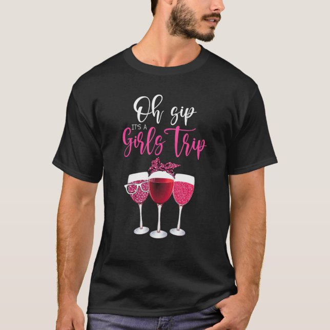 T-shirt Oh Sip C'est une fille Voyage Empreinte de léopard (Devant)