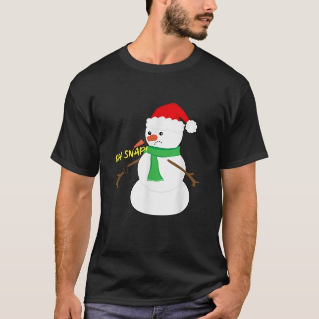 T-shirt Oh Snap Broken Nose Arm Snowman Noël T Chemise (Devant)