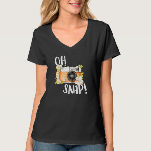 T-shirt Oh Snap Caméra Retro Floral Photographie Vintage