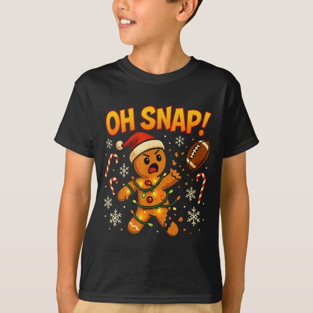 T-shirt Oh Snap Funny Gingerbread Football Christmas Light (Devant)