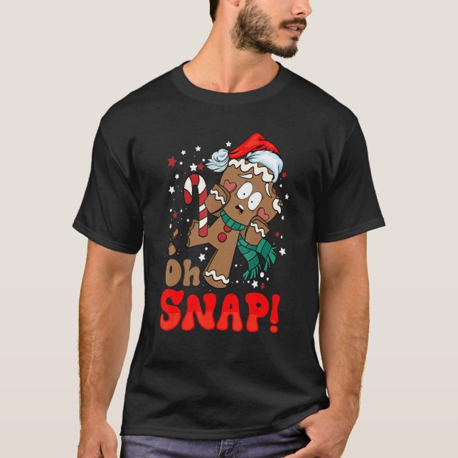 T-shirt Oh Snap Gingbread Homme Rétro Noël Famille Mat (Devant)