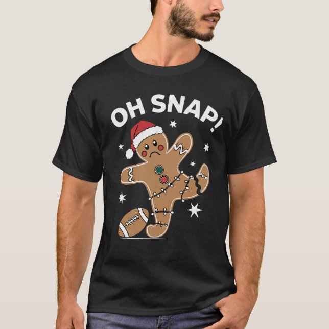 T-shirt Oh Snap Gingerbread Football Noël Gingpain (Devant)