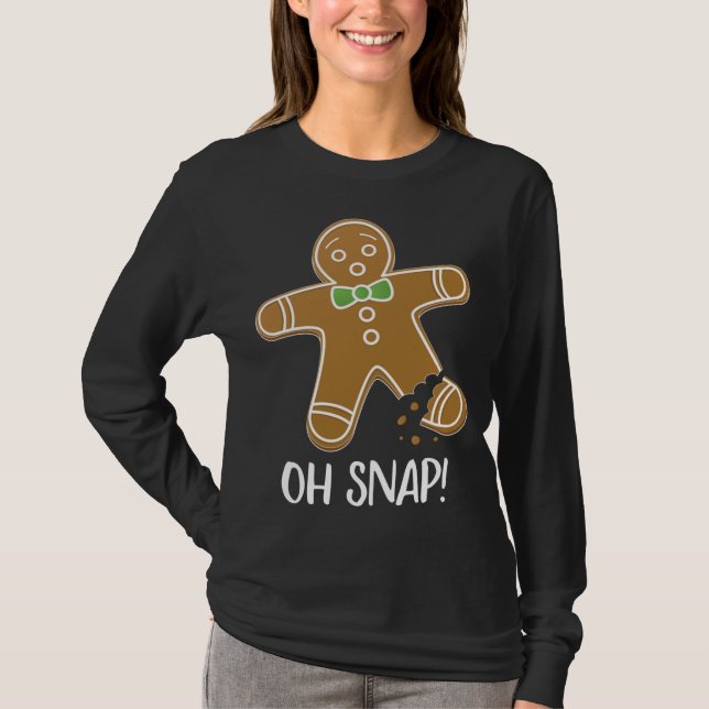T-shirt Oh Snap Gingerbread Man Cookie Broken Leg Funny (Devant)