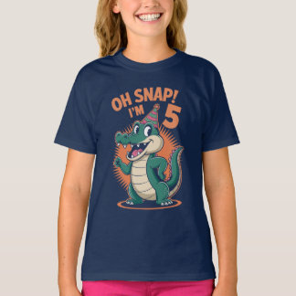 T-shirt Oh Snap I'm 5 Birthday Party Alligator