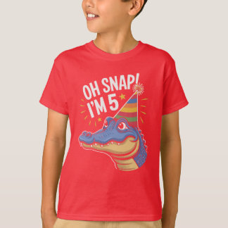 T-shirt Oh Snap I'm 5 Birthday Party Alligator, Crocodile
