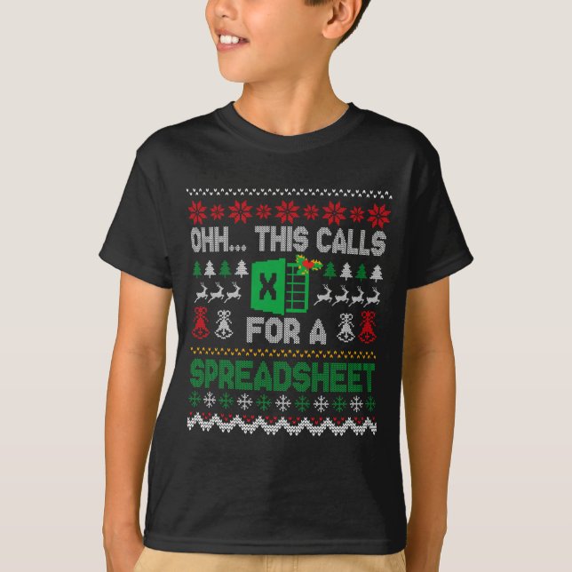 T-shirt Oh This Calls For A Spreadsheet Ugly Christmas Swe (Devant)