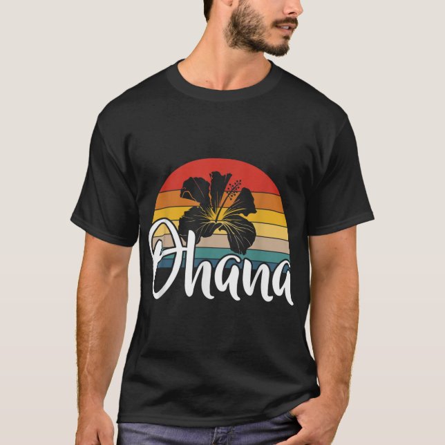T-shirt Ohana Hawaii Hibiscus Fleur Retro Hawaii Famille (Devant)