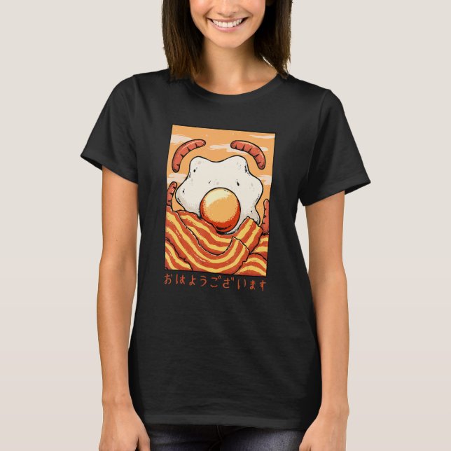 T-shirt Ohayo Egg Bacon Sausage Hotdog Breakfast Food Baco (Devant)