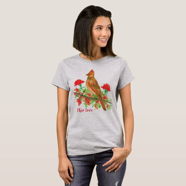 T-shirt Ohio Love Cardinal State Bird (Devant entier)