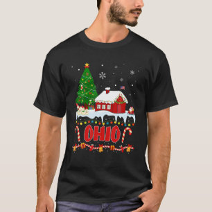T-shirt Ohio Noël Arbre Lumière Pajama État De L'Ohio San