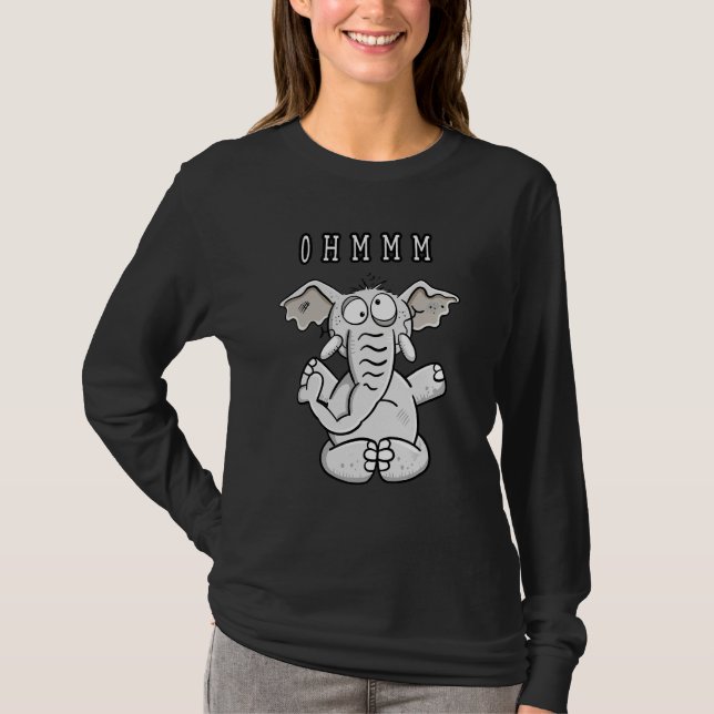 T-shirt Ohmmm Yoga Elephant I Namaste Elephant Fun Comic (Devant)