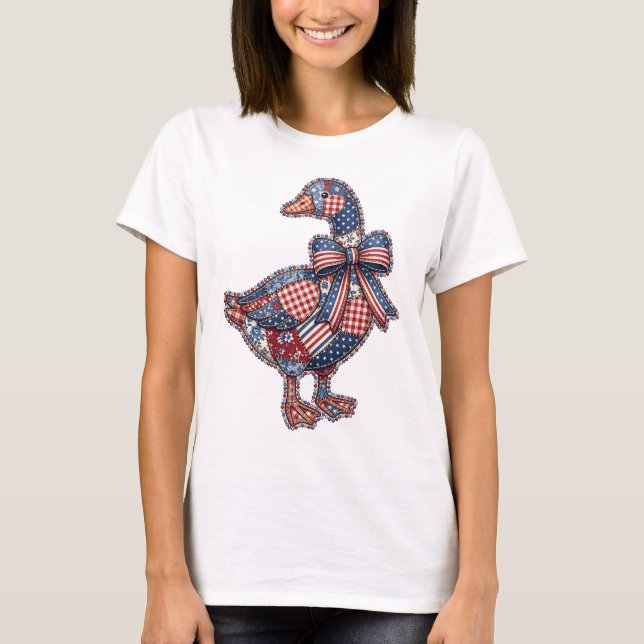 T-shirt Oie brodée patriotique (Devant)