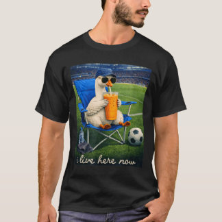 T-shirt Oie Drôle de Football Je Vis Ici Maintenant
