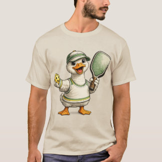 T-shirt Oie Drôle et Ridicule Pickleball : Oie avec Pagaie