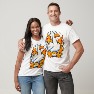T-shirt Oie en colère en feu, oiseau de chaos drôle