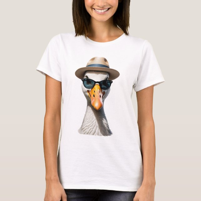 T-shirt Oie lunaire joueuse portant des lunettes de soleil (Devant)