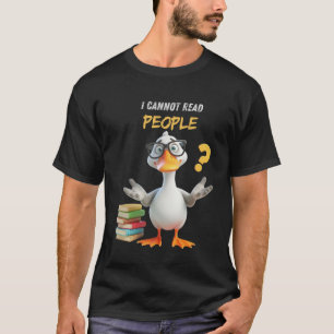 T-shirt Oie mignonne avec des livres, ne peut pas lire les