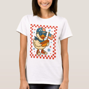 T-shirt Oie Rétro Drôle Drapeau USA Patriotique 4 Juillet