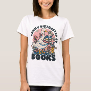 T-shirt Oie sotte facilement distrait par des livres