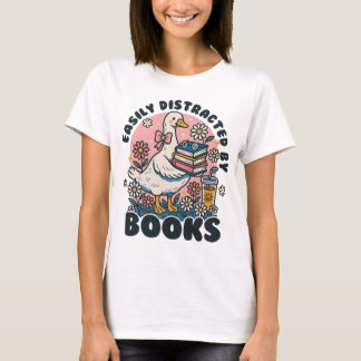 T-shirt Oie sotte facilement distrait par des livres
