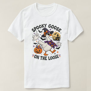 T-shirt Oie Squelettique En Liberté Sorcière Halloween
