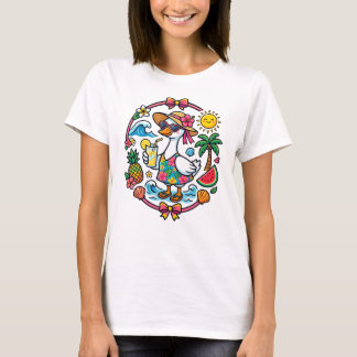 T-shirt Oie sur la Plage - Vibes d'Été Tropical